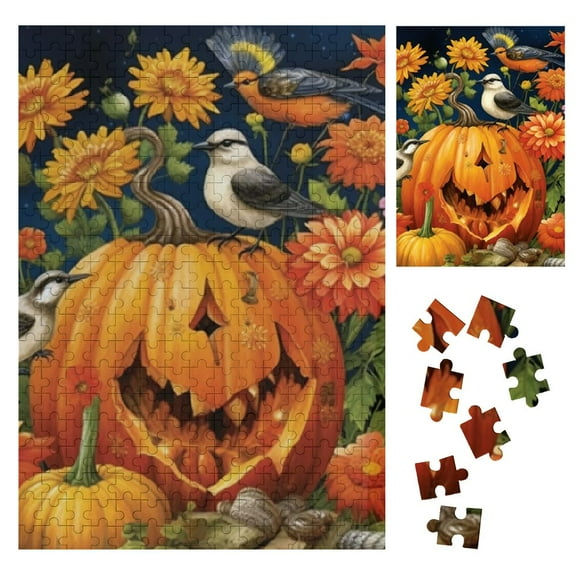 Shiartex - Jigsaw Puzzle for Adults - Autumn Charm -Fall Pumpkins Woodland Creatures Jigsaw 300PCS