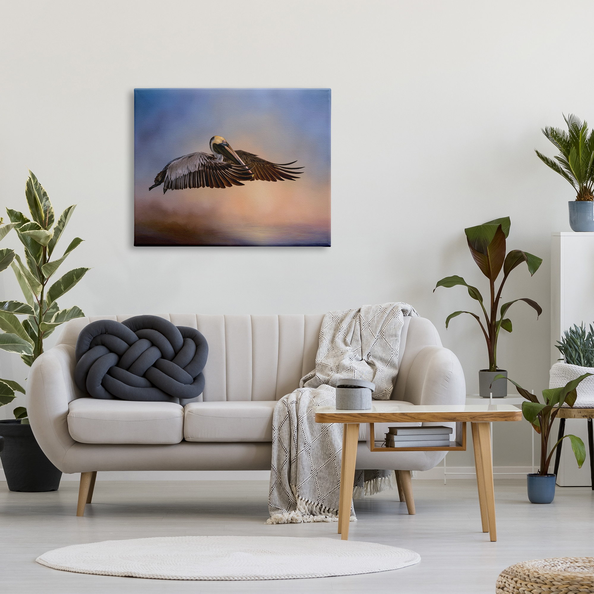 Stupell Industries Graceful Flyer Pelican Portrait Animals & Insects Photography Gallery Wrapped Canvas Print Wall Art, 40 x 30