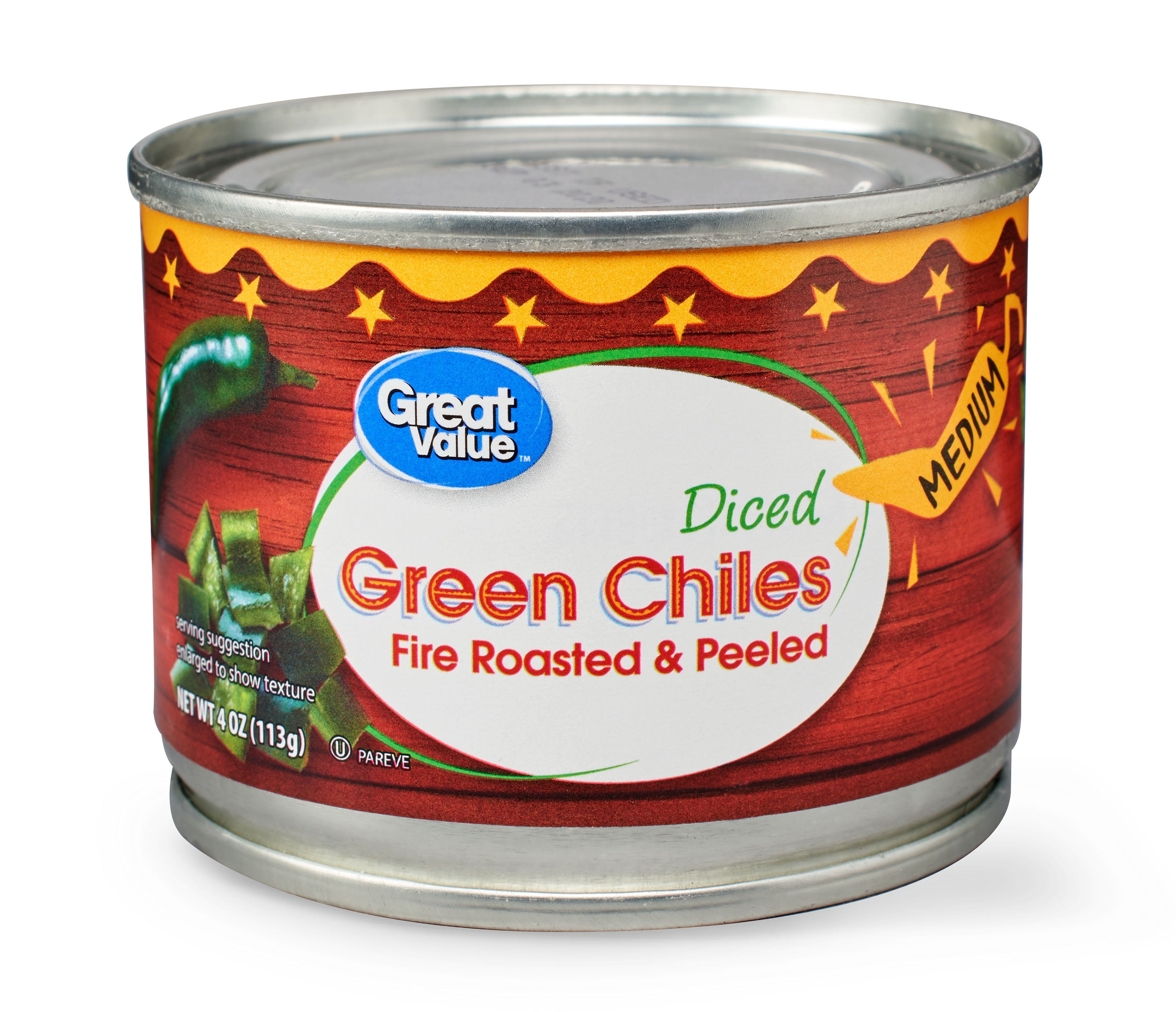 Great Value Medium Diced Green Chiles, 4 oz