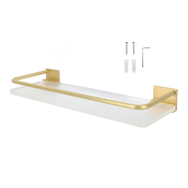 Estante montado en la pared para baño de 30cm, toallero acrílico de aluminio espacial, estante de almacenamiento para baño, dorado