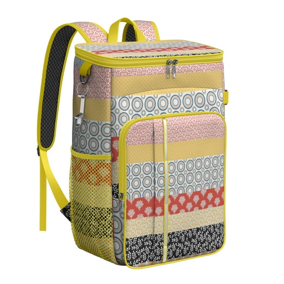 Retro Tribal Insulated Cooler Backpack - 20L Soft Cooler Bag, Rustic Home Decor for Picnic
