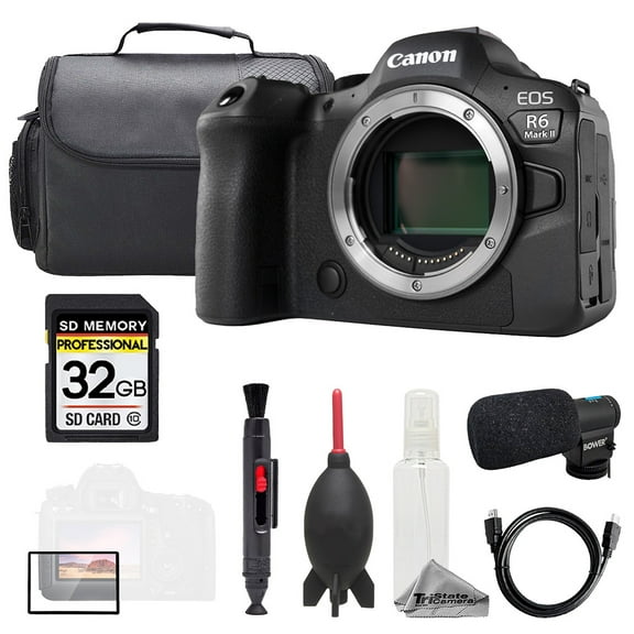 Canon EOS R6 II (Body)   Mic   32GB   Bag  Screen Protector- Basic Kit (International Version)