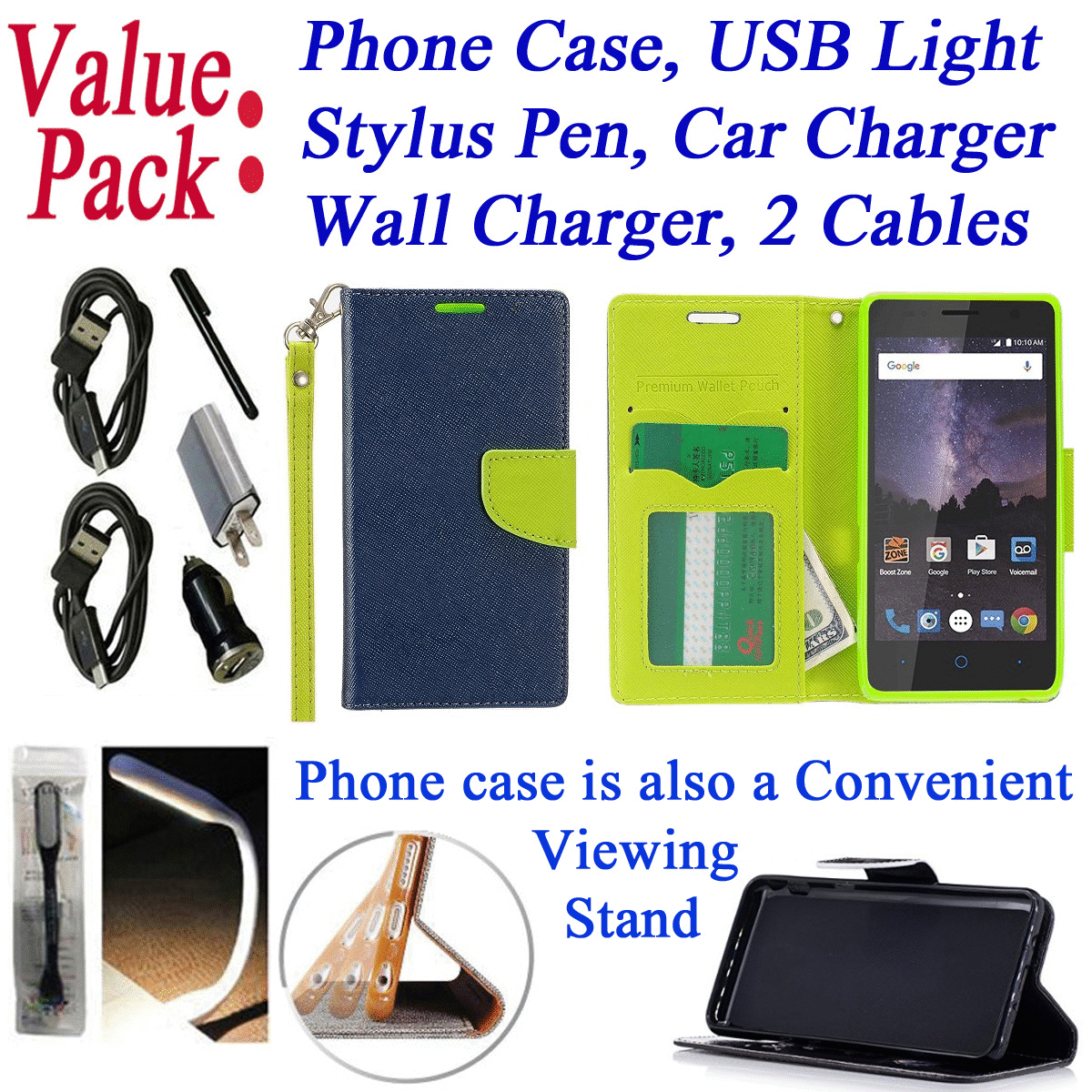 Value Pack for 4.5" ZTE Majesty Pro Z799VL majestypro + PLUS Case