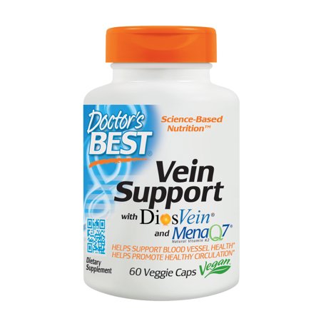Doctor's Best Vein Support with DiosVein and MenaQ7, Non-GMO, Gluten Free, Vegan, Soy Free, 60 Veggie (Best Supplement For Varicose Veins)