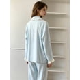 thumbnail image 2 of ZunFeo Women's Cotton 2-Piece Pajama Set - Long Sleeve with Ruffle Trim & Chest Pocket, Cozy Cotton Loungewear for Sleep & Home Relaxing,Blue Size M, 2 of 6