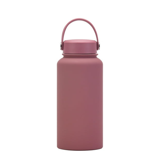 Billuyoard Frasco de vacío Botella de agua Botellas termo Tamaño compacto Equipo de camping de acero inoxidable Suministros al aire libre Cocina y Comedor Rosa oscuro 650ml