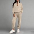 thumbnail image 2 of Aoiroe Fall Outfits For Women Outfits For Women Two Piece Sets For Women Casual Outfits For Women Womens Long Underwear Women'S Track Suits 2 Piece Quarter Zip Set Khaki S, 2 of 6
