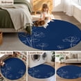 thumbnail image 5 of Round Area Rugs Collection 7 Ft, Navy Blue Flowers Non-Slip Residential Carpet, Rustic Abstract Floral Simple Art Indoor Crawling Mats Runner Rugs for Living Room/Dining Room/Bedroom, 5 of 8