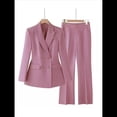 thumbnail image 2 of Conjuntos de Dos Piezas para Mujer: Blazer Cruzado y Pantalón Recto de Trabajo, Trajes de Negocios Elegantes e Informales Rosa XL, 2 of 4