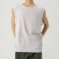 thumbnail image 4 of BXINGOHAI Sleeveless Beach Shirts for Men Summer Casual Tank Top Button Down Henley T-Shirts Today Gray,XL, 4 of 6