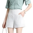 thumbnail image 1 of Minnieouse Primavera Verano cintura alta elegante Color sólido Casual A-line pantalones cortos sueltos pierna ancha traje Delgado señoras Prendas para la parte inferior del cuerpo Blanco 3XL, 1 of 6