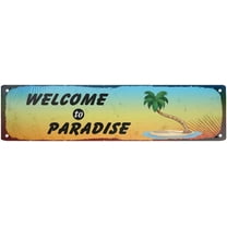 Funny Novelty Tin Sign Welcome to Paradise Sign Rustic Retro Wall Sign 16x4 Inch