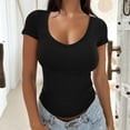 thumbnail image 3 of SNKSDGM Easter Shirts Short Sleeve Shirts for Women Cropped Women V Neck Tee Shirt Ribbed Fitted Tight Short Sleeve Shirt Basic Knit Top Blouse Plus Size Tops for Women Long Sleeve Casual Tunics, 3 of 6