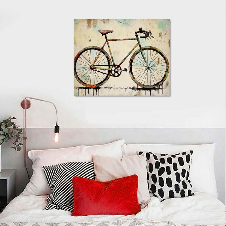 COMIO Mountain Bicycle Canvas Prints Wall Art Vintage Bike Decor