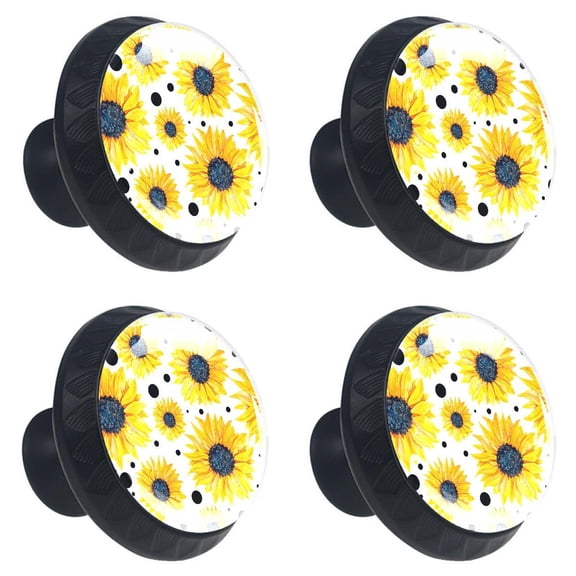 4 Pcs Sunflower Knobs for Kitchen Cabinet Cupboard Dresser Bookcase Drawer Pulls Handles Round Home Decor