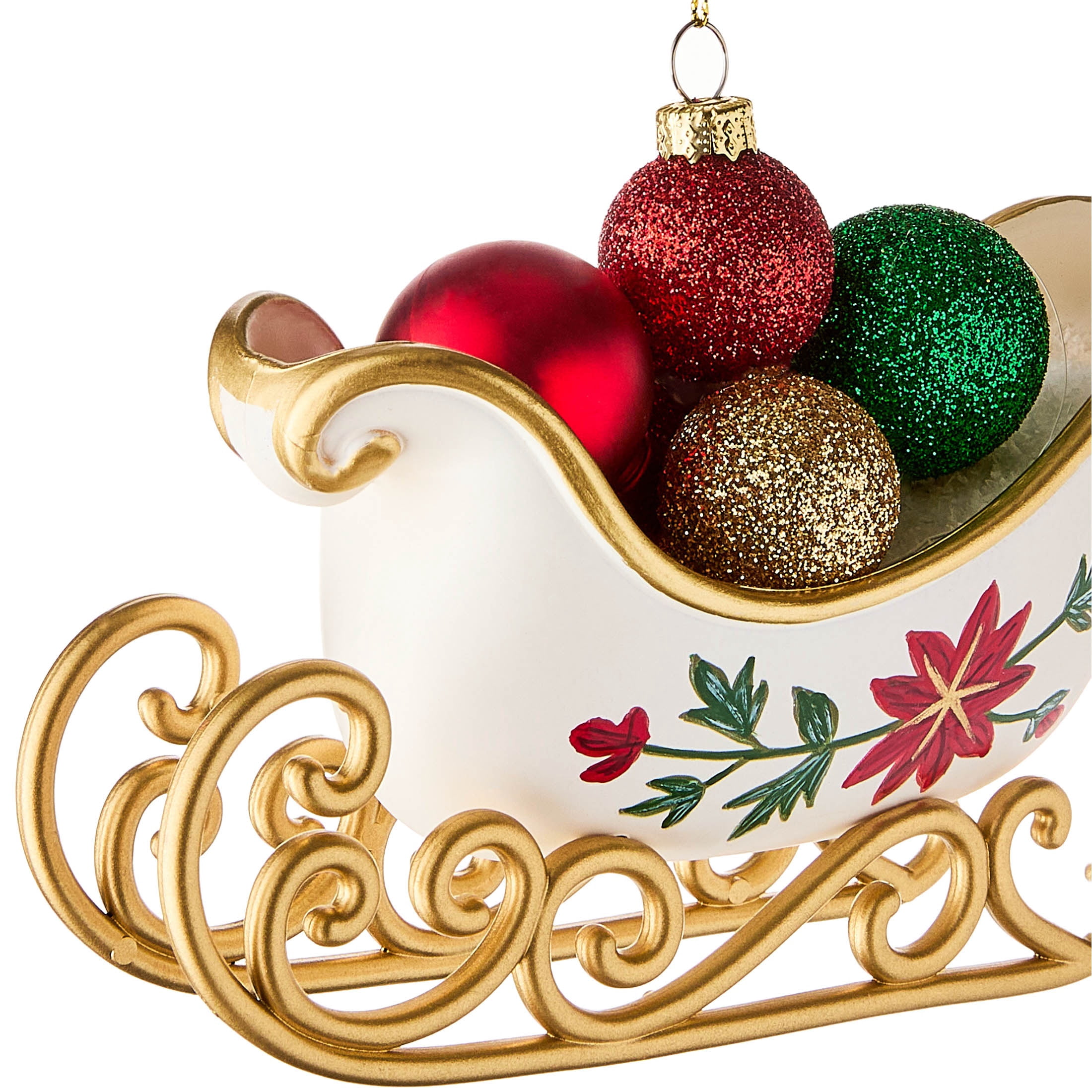 Multicolor Poinsettia Sleigh Christmas Ornament, 4", by Holiday Time