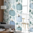 thumbnail image 5 of Green Blue Pumpkins Fall Sheer Curtains 63 Inch Length 2 Panels Set, Semi Transparent Voile Rod Pocket Curtains for Living Dining Room Bedroom Drapes Autumn Botanical Thanksgiving, 5 of 8