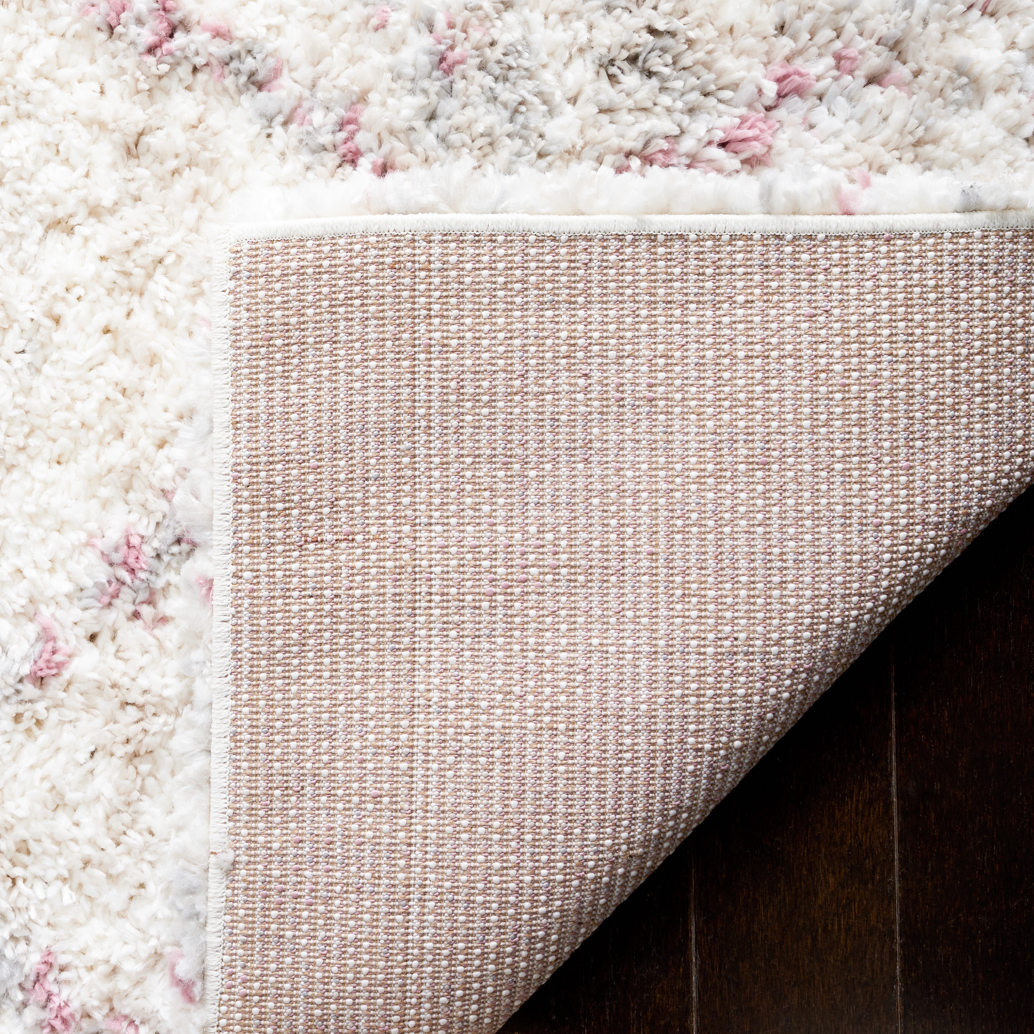 SAFAVIEH Fontana Shag Darina Diamond Plush Area Rug, Pink/Ivory, 10' x 14'