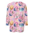 thumbnail image 4 of lcziwo Plus Size Tops for Women Easter 3/4 Length Sleeve Shirts Fashion Eggs Graphic Tees Shirt Casual Round Neck Pullover Blouses Multicolor M, 4 of 6