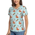 thumbnail image 2 of Xecao Rabbit Is Eating Carrots for Women's V-Neck T-Shirts-Elegant Half-Sleeve Tops Perfect for Summer-Small, 2 of 5