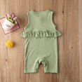 thumbnail image 2 of Baby Girl Sleeveless Ruffled Jumpsuit Button Knit Ribbed Romper Suitable for Summer, 2 of 5
