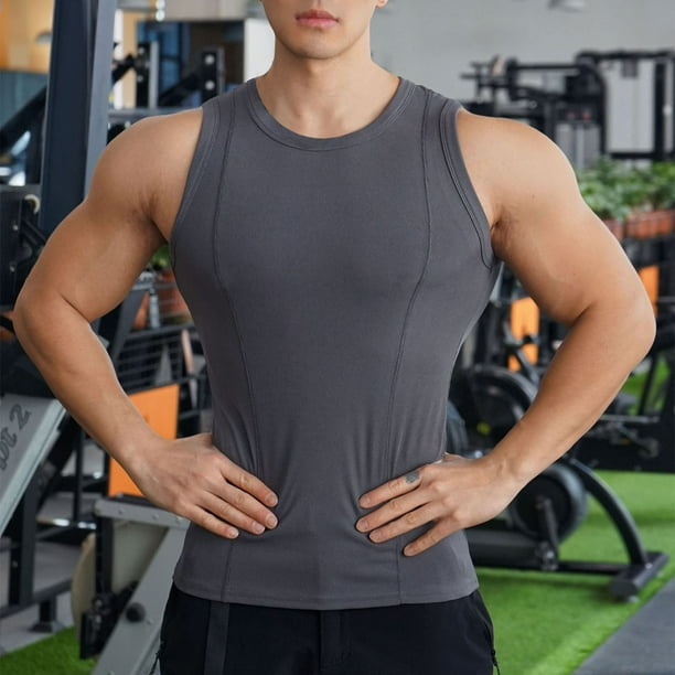 pstuiky Camiseta sin mangas para hombre, Camiseta de tirantes para hombre, color liso, para deportes al aire libre, fitness, tiras finas, transpirable. Tops elegantes para mujer l
