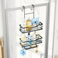 thumbnail image 4 of Over The Door Shower Caddy - 3 Tier Shower Shelves Hanging with Soap Holders, Large Capacity Shower Organizer with 6 Hooks, Bathroom Rack and Storage, Black, 4 of 4