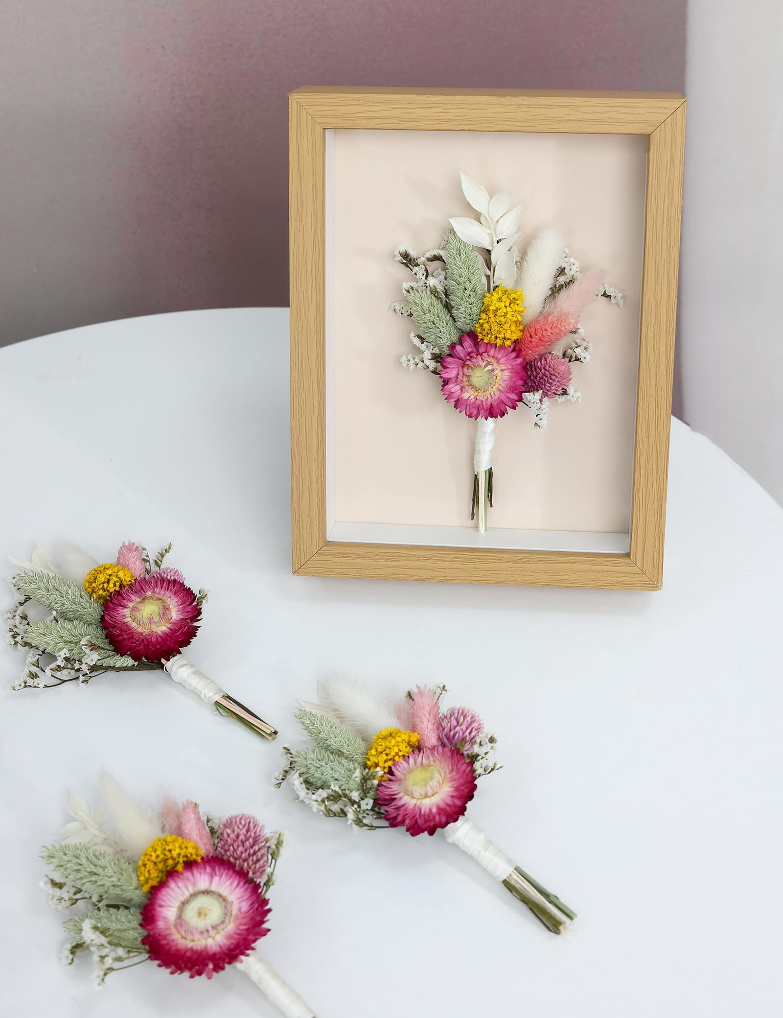 Mini Dried Flower Bouquets Burgundy Set of 6 Craft and Event Decor