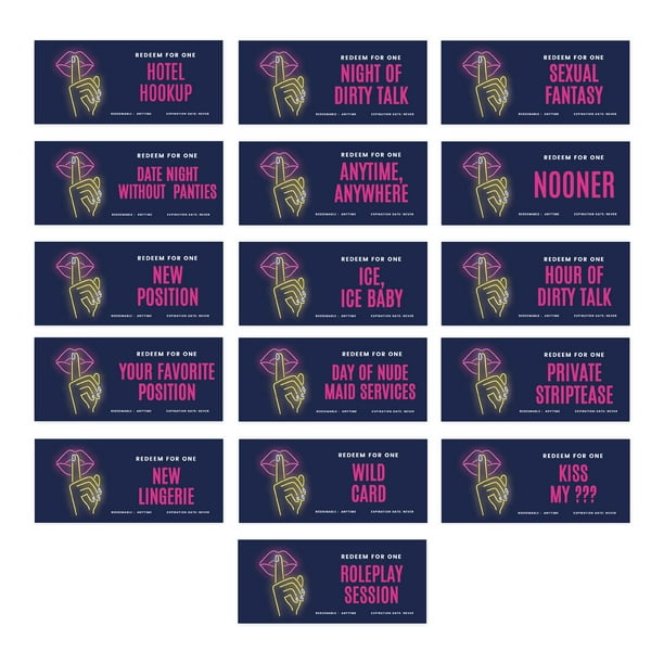Andaz Press Neon Lips Naughty Sexy Love Coupons For Him Her Boyfriend Girlfriend Romantic Valentines Day 16 Pack Walmart Com