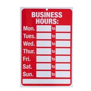 Pen+Gear Business Operating Hours Sign, 8"x12" - Complete with Numbers, Red & White