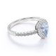 thumbnail image 2 of JeenMata Anillo de Bodas Exclusivo con Halo de Aguamarina en Forma de Lágrima de 1 Quilate en Oro Blanco de 18 K sobre Plata, 2 of 6