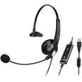 thumbnail image 1 of Auriculares USB con micrófono y cancelación de ruido, controles de audio, para negocio, oficina, voz clara, ligeros y cómodos, 1 of 3
