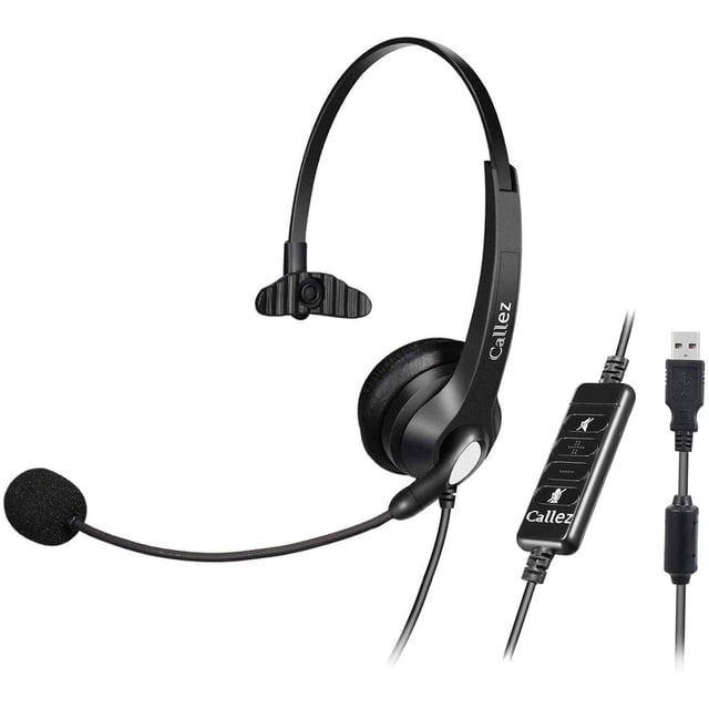 Auriculares USB con micrófono y cancelación de ruido, controles de audio, para negocio, oficina, voz clara, ligeros y cómodos