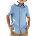 thumbnail image 2 of Short Sleeve Solid Color Boys Casual Button Blouse Kids Children Lapel Cotton Tops with Pocket for 5-14 Years, 2 of 7