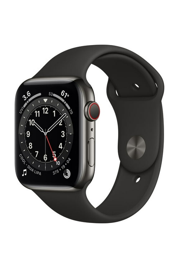 Restored Apple Watch Series 6 40mm GPS + Cellular Graphite Stainless Steel Case with Black Sport Band Like New