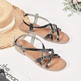thumbnail image 4 of Ataiwee Women's Flat Slide Sandals - Fashion Adjustable Cross Strappy Braided Flat Summer Shoes., 4 of 6