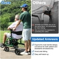 thumbnail image 4 of WalkMate 2 in 1 Rollator Walker Transport Chair for Seniors, 10'' Wheels Medical Rollator for Seniors with Paded Seat Backrest, Adjustable Handle and Detachable Footrests, Green, 4 of 10