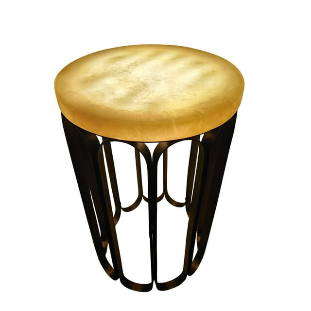 Luminous Glow Marble Top and Base Side Table - Antique Copper