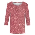thumbnail image 4 of Fengactive 3/4 Length Sleeve Womens Tops Casual Sparkly Glitter Shirt Loose Crewneck Sequin Tops Fashion Summer Shirts, 4 of 5