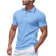 thumbnail image 2 of Mens Short Sleeve Business Casual Golf Shirts Pique Jersey Collared T-Shirts Old Money Striped Summer Moisture Wicking Quick Dry Regular Fit Tops Workwear, 2 of 10