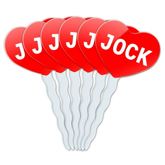 Jock Heart Love Cupcake Picks Toppers - Set of 6