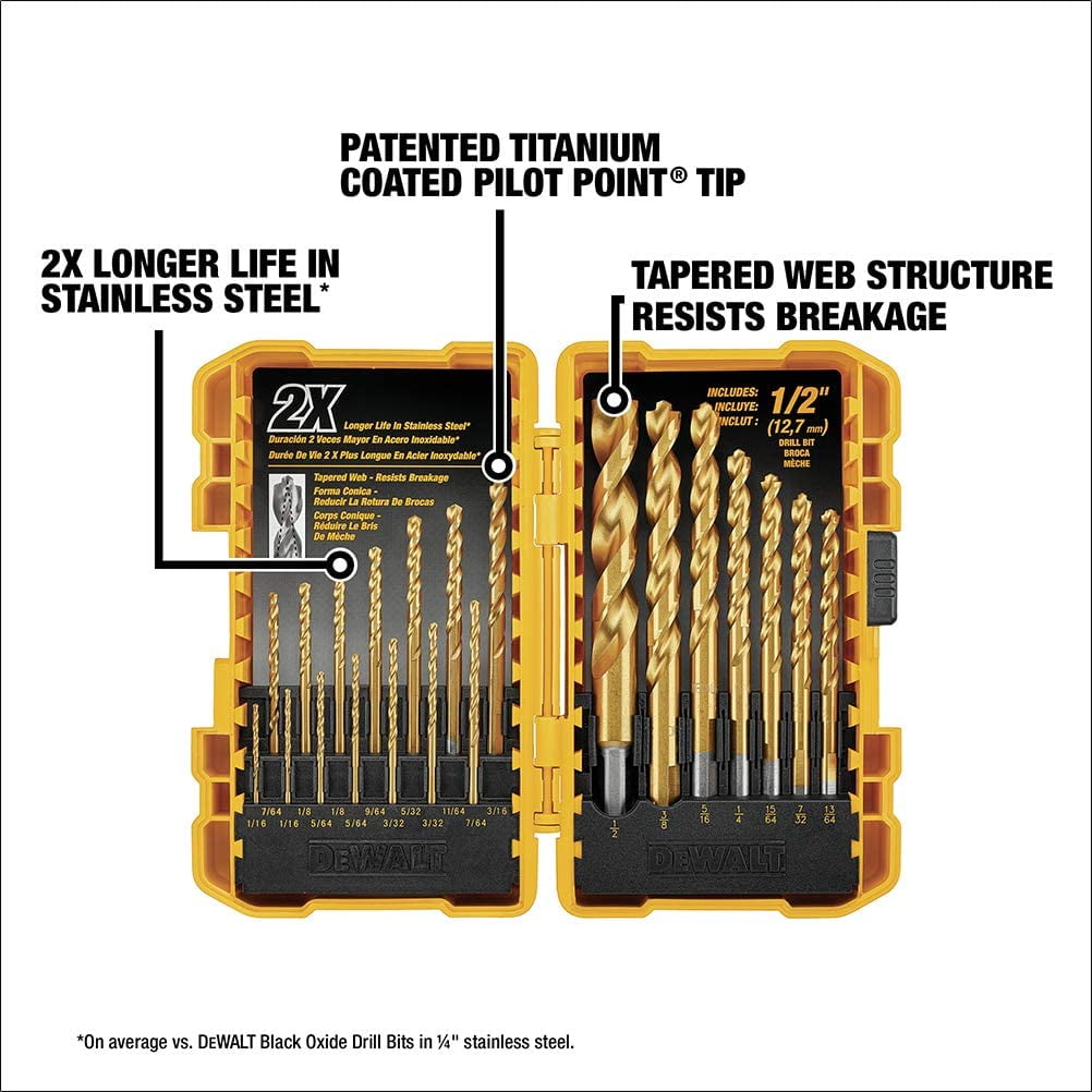 DEWALT Titanium Drill Bit Set, Pilot 
