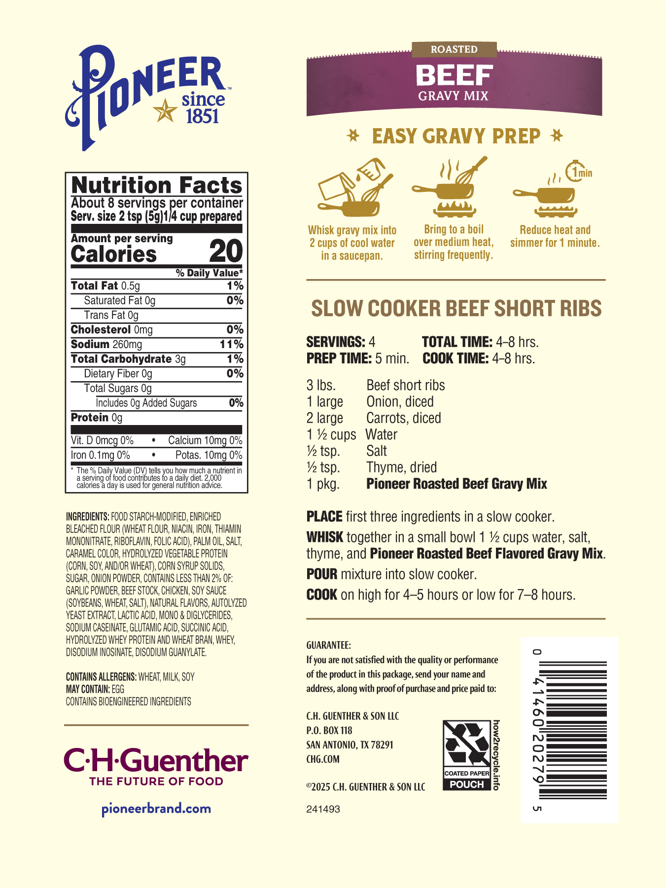 (12 pack) Pioneer Roasted Beef Gravy Mix Packet, 1.41 oz - Homestyle Flavor, Made Easy!