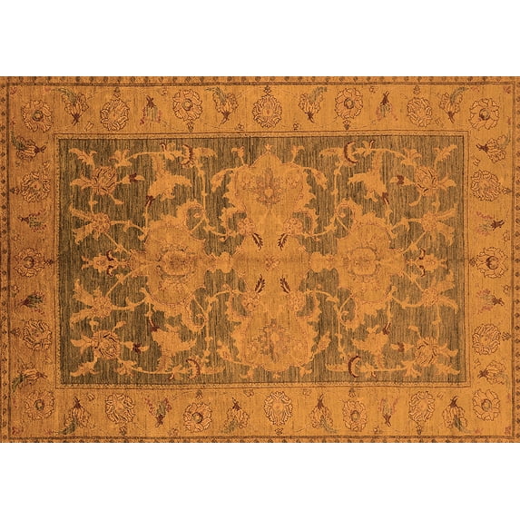 Ahgly Company Indoor Rectangle Oriental Orange Industrial Area Rugs, 8' x 10'