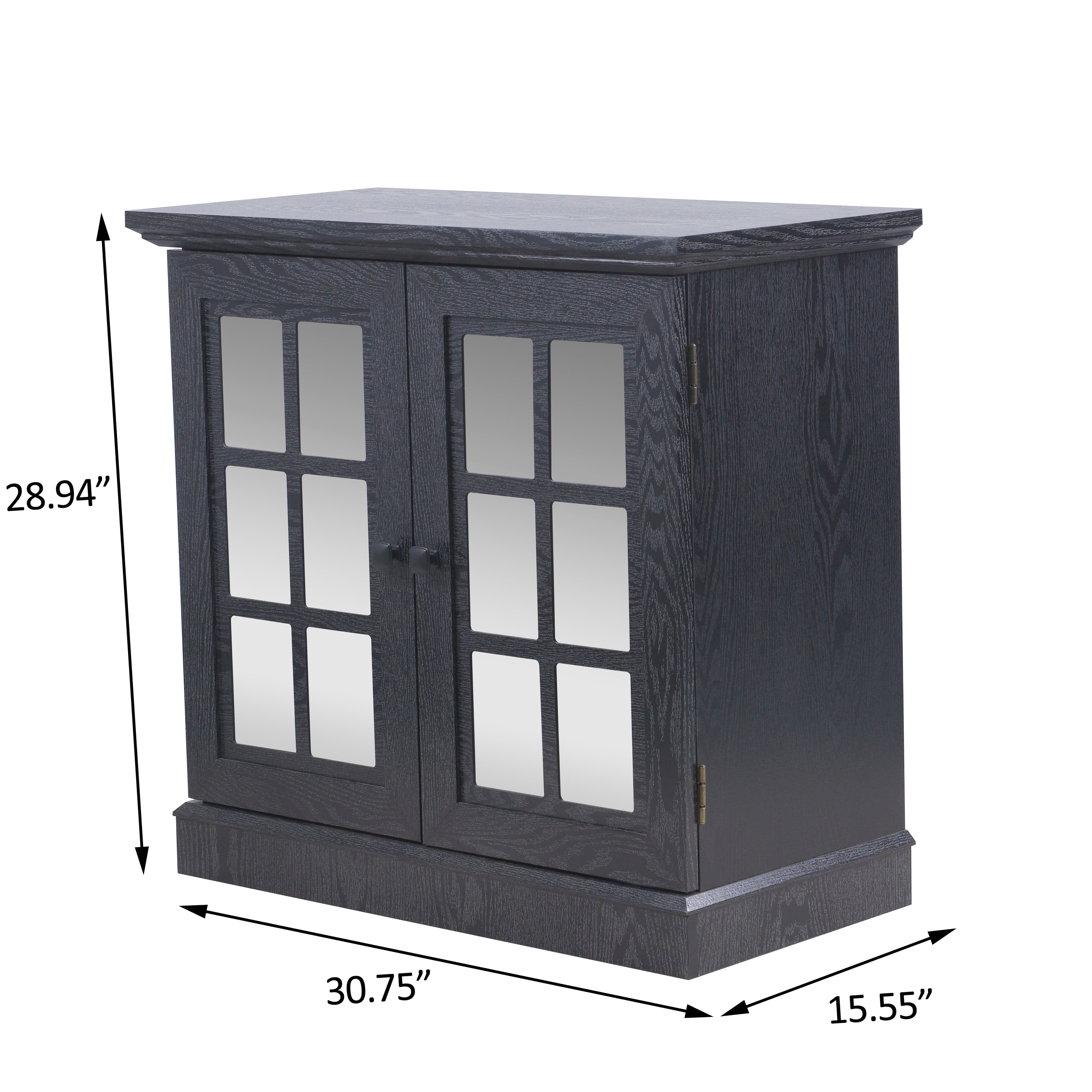 Sailvan 2 Decorative Acrylic Mirrored Door Storage Sideboard with Adjustable Shelf