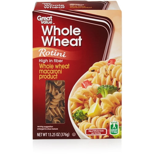 Great Value Whole Wheat Rotini Pasta, 13.25 oz