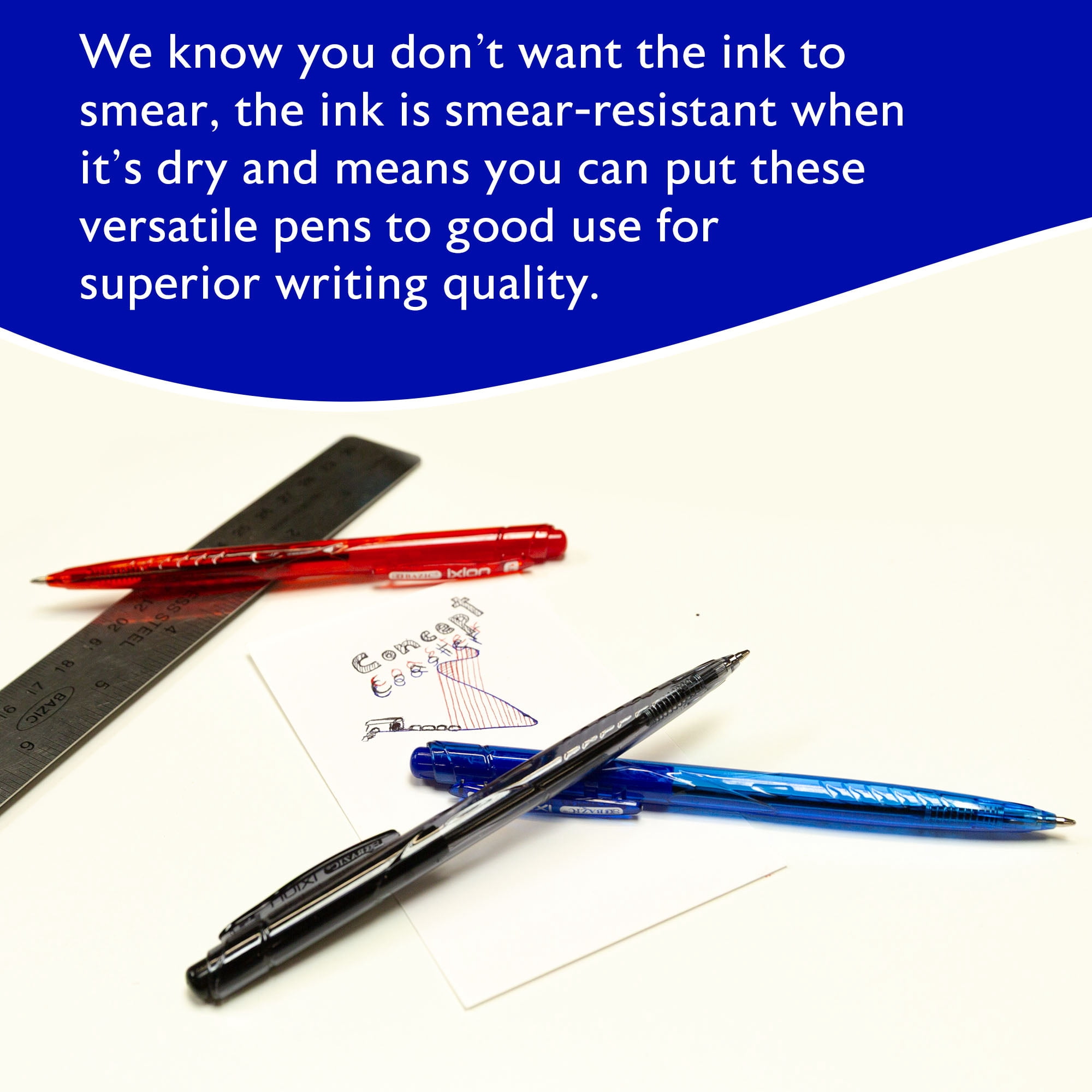 BAZIC Ixion Assorted Color Retractable Ballpoint Pens, 1.0mm (5/Pack), 24-Pack