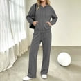 thumbnail image 5 of vdgthytj Sweatsuits Women 2 Piece Outfit Full Zip Long Sleeve Hooded Jackets Drawstring Straight Leg Pants Fall Casual Athletic Sets(X-Large,Dark Gray), 5 of 7