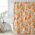 thumbnail image 4 of Tropical Plants Bathroom Shower Curtains with 12 Hooks Polyester Waterproof Shower Curtain for Stalls and Bathtubs Vintage Country Summer Orange Floral Leaf Decorative Bathroom Curtain 72x84 Inches, 4 of 9