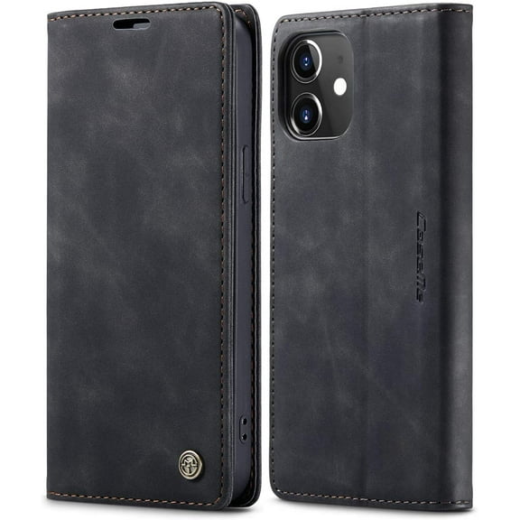 Leather Case Compatible with iPhone 12 Pro Max Case Wallet, Leather Wallet Case Book Folding Flip Case with Credit Card Holder  Closure for iPhone 12 Pro Max 6.7 inch 2020 Black